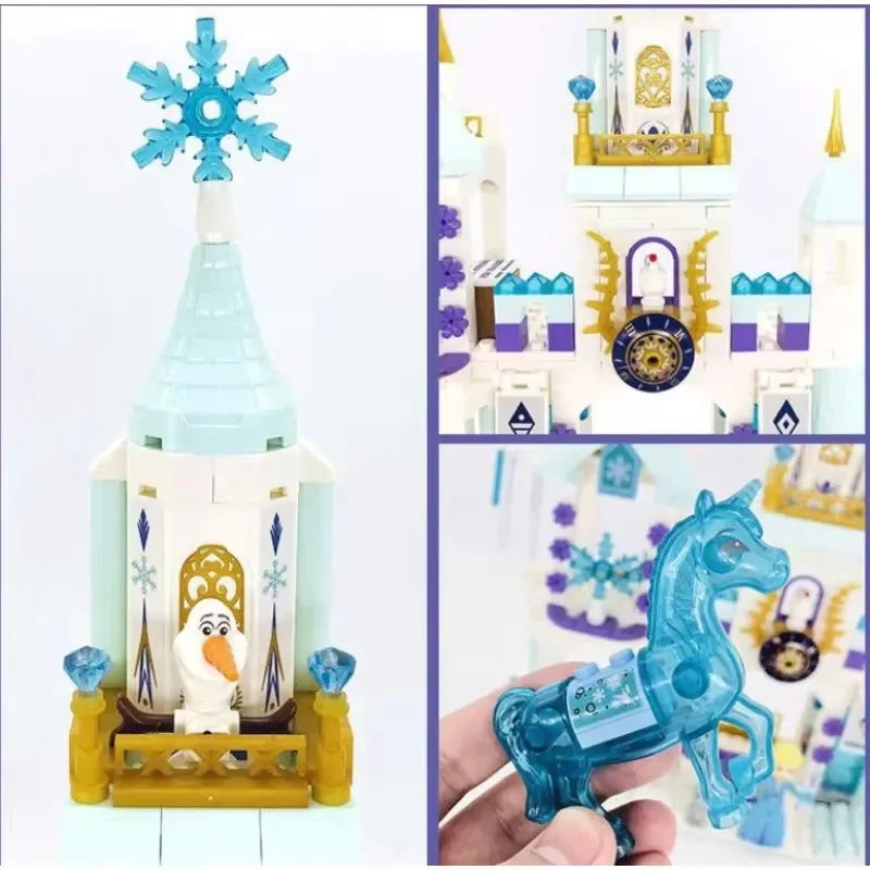 EZ Disney Frozen Princess Snow Castle Building Blocks Toys Sets Movies Educational Assembled Toys DIY Gifts For Girls