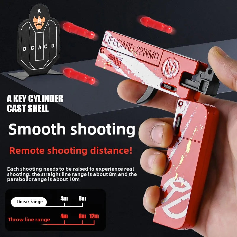 EZ 2.0 Upgraded Lifecard Alloy Folding Toy Blaster Shooting Model For Adults Kids Boys Birthday Gifts