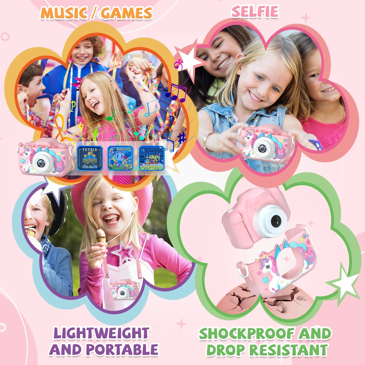 EZ Children Camera 1080P HD Toddler Digital Video Camera 2.0-inch Kids Camera with Silicone Cases Toys for Christmas Birthday Gifts