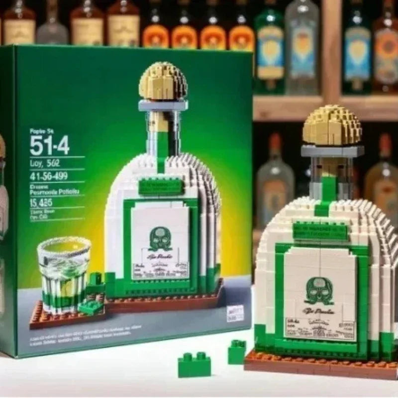 EZ 2025 NEW Building blocks whiskey bottle imported wine bottle decor set advanced wine cultural brick toy gift give friends