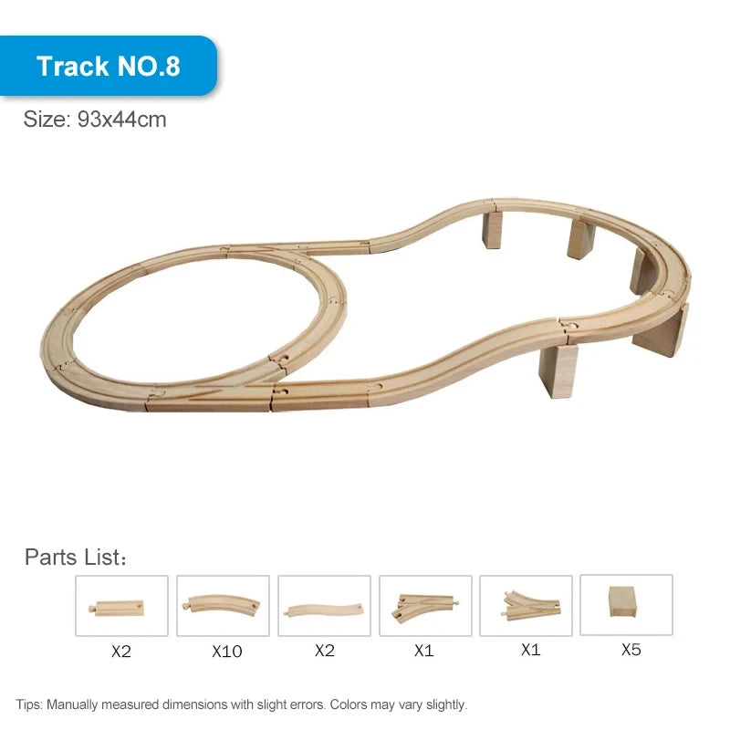 EZ NEW Wooden Train Track Accessories Toys Train Railway Compatible with All Brands Trains Ring Track Circular Orbit Assemble Gifts