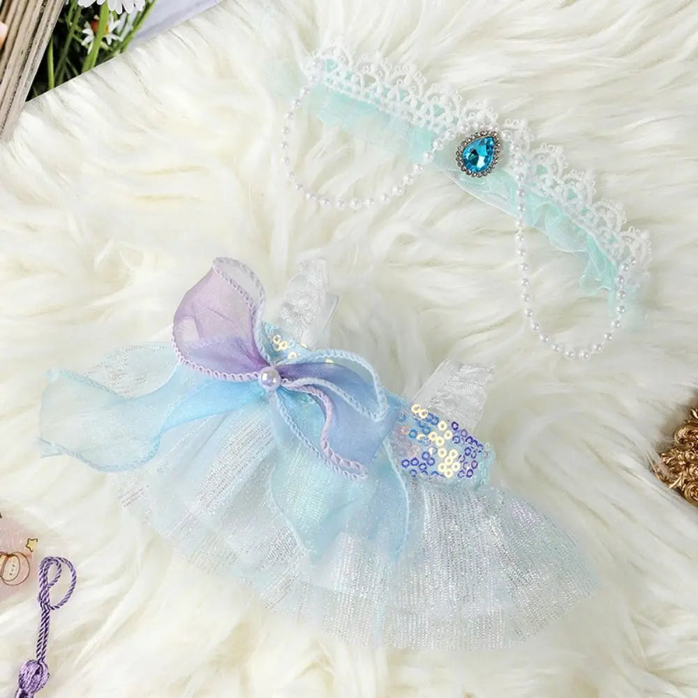 EZ 20cm Cotton Doll Clothes With Headwear Bow Headband Accessories Plush Dolls Dresses Skirt Decoration for EXO Idol Doll Accessory