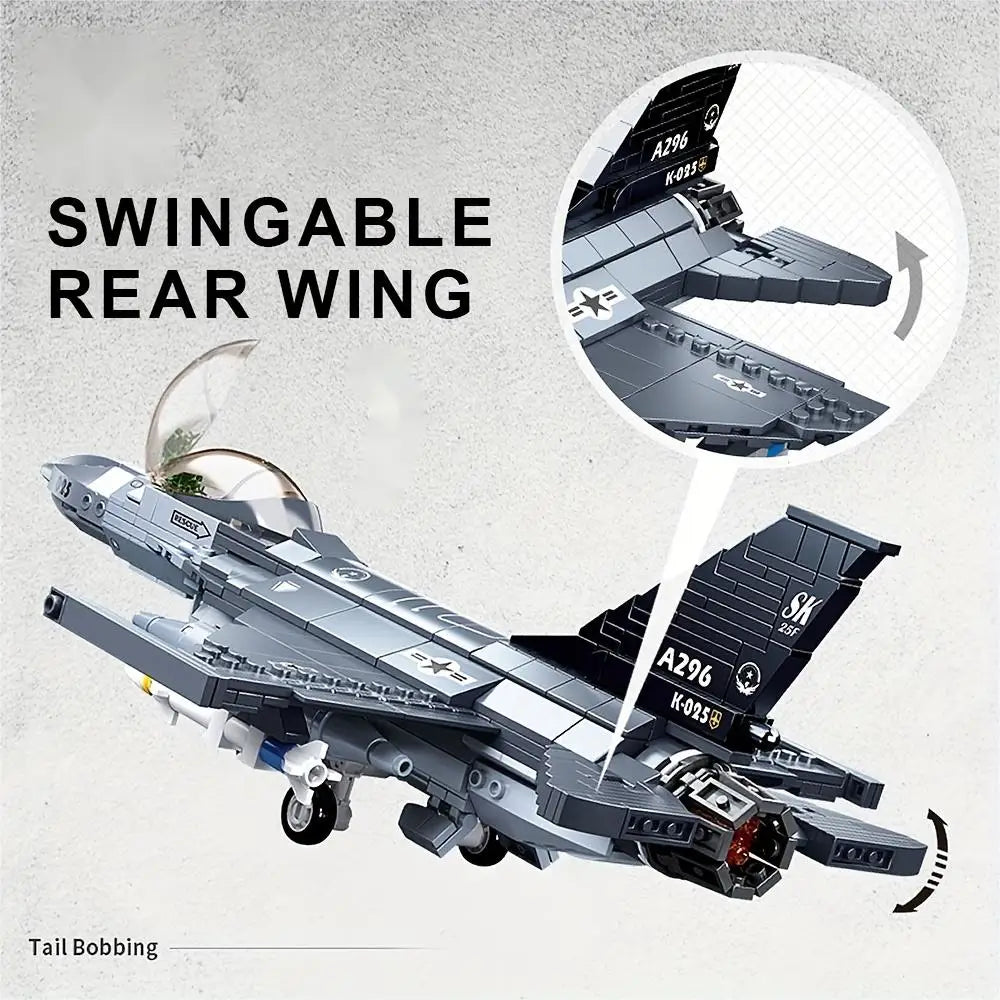 EZ Get Your Own F16 Fighter with 521pcs - Military Series Model Building Blocks Kit - Perfect Gift For Christmas Thanksgiving