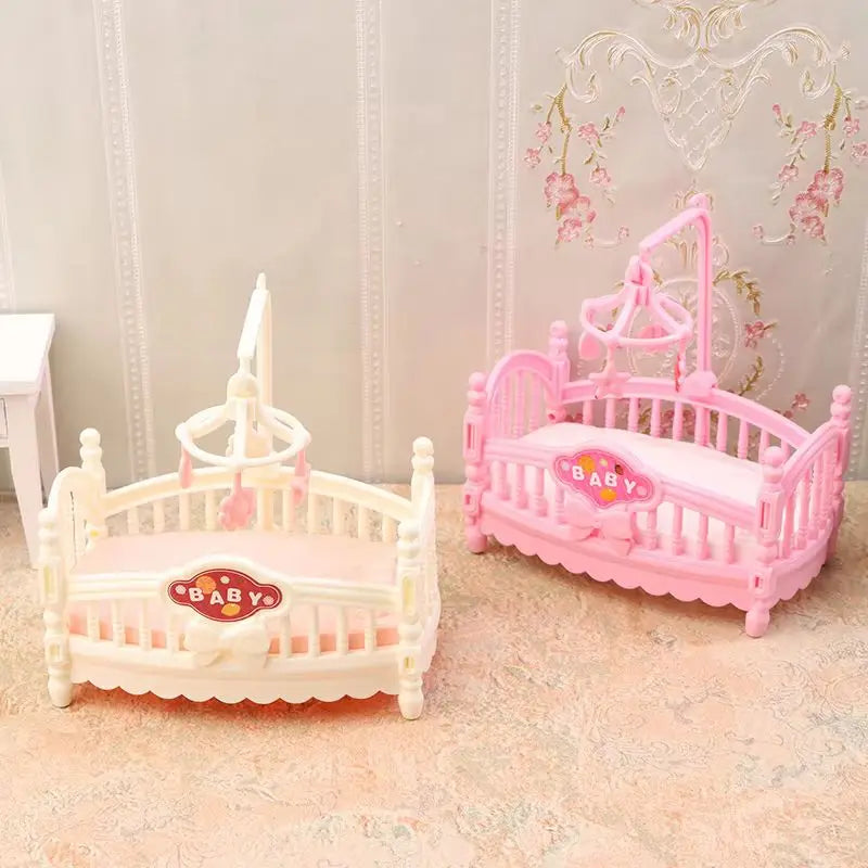 EZ New Stock Mini Labubu Doll Bed Model Dollhouse Bedroom Furniture 1/12 Dollhouse Simulation Dolls House Accessories
