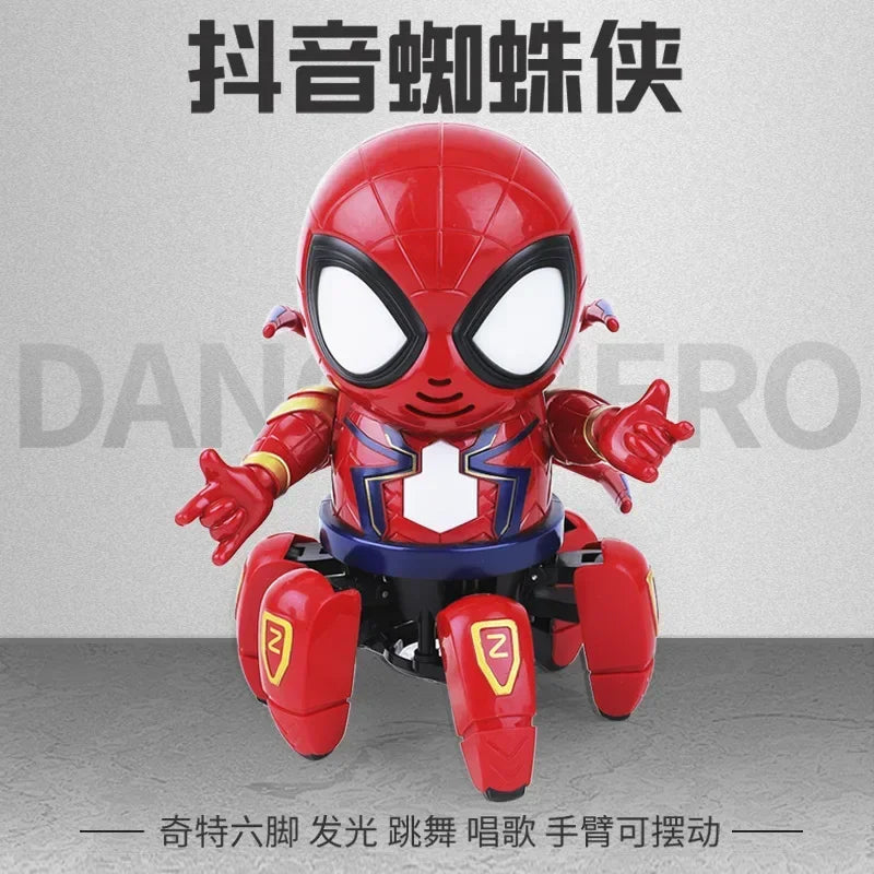 EZ Marvel The Amazing Spider Man Dancing Robot Musical Light Electric Toy Doll Spiderman Action Figure Children Funny Birthday Gift