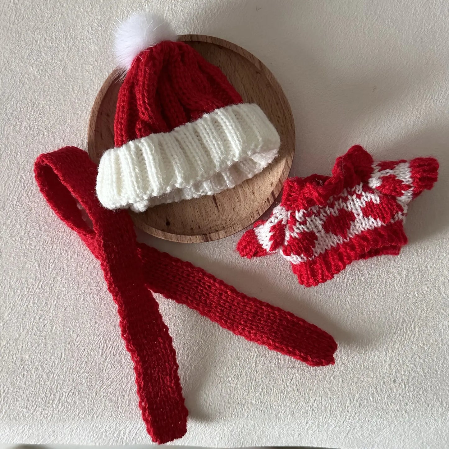 EZ 17cm Labubu doll Clothes  Macaron Labubu Christmas costumes Set V1 V2 Winter Christmas Sweater Scarf Set Clothing ﻿