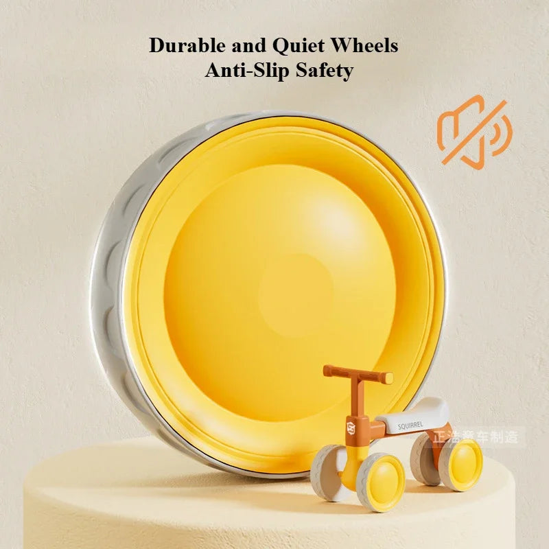 EZ Baby Balance Bike 4-Wheel Walker with No Pedal First Toddler Outdoor Ride-On Toy Kids Birthday Gift for 1-3 Year Olds