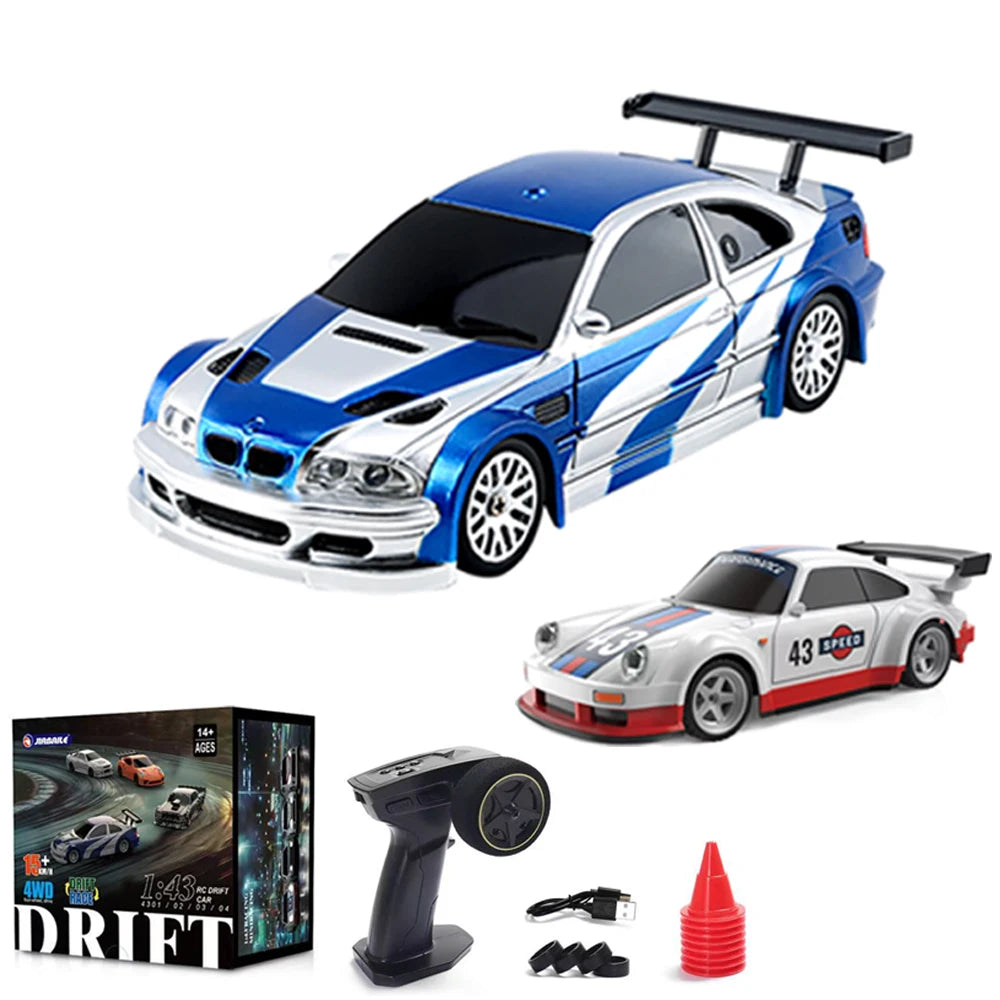 EZ 1/43 RC Car 2.4G Mini remote Control Racing Drift Car RTR 4WD Off-road High Speed Vehicle Model Toys for Kids Adults Mini Gifts