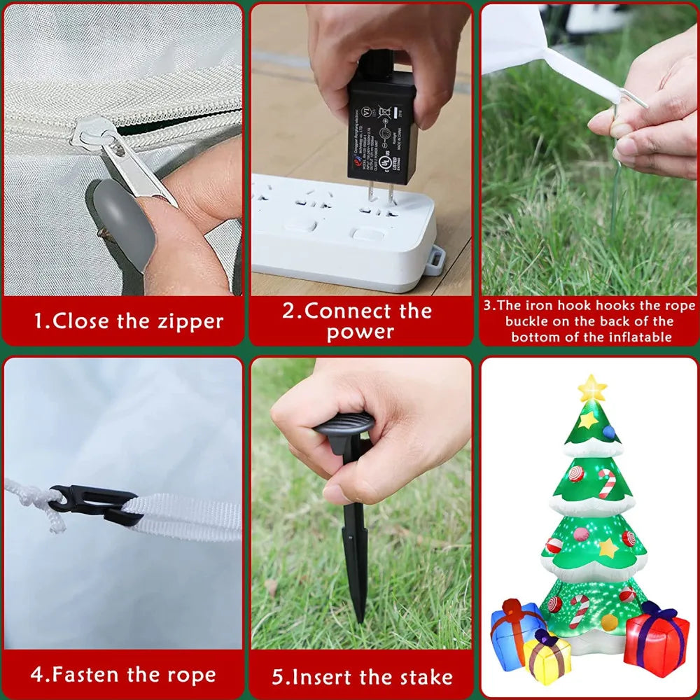 EZ 2.1M/7FT Christmas Inflatable Xmas Tree With LED Lights Outdoor Ornament Christmas Gift Party New Year Indoor Decoration Toys