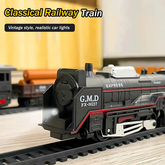 EZ Electric Freight Train Set with Light Up Tracks Classic Railway Model Toy Kids Birthday Gift Interactive STEM Educational Toy