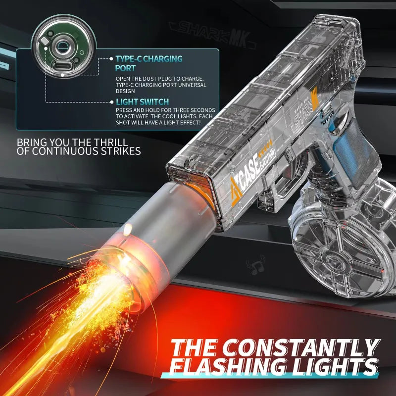 EZ Children Electric Water Guns Toys Summer Outdoor Beach Pool Games Portable High Powered Automatic Led Water Pistol Kids Toy Gift