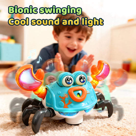 EZ NEW Crawling Crab Toy with Light and Music Auto Obstacle Avoidance Electronic Pet Interactive Toy For Baby Walking Crab Gifts