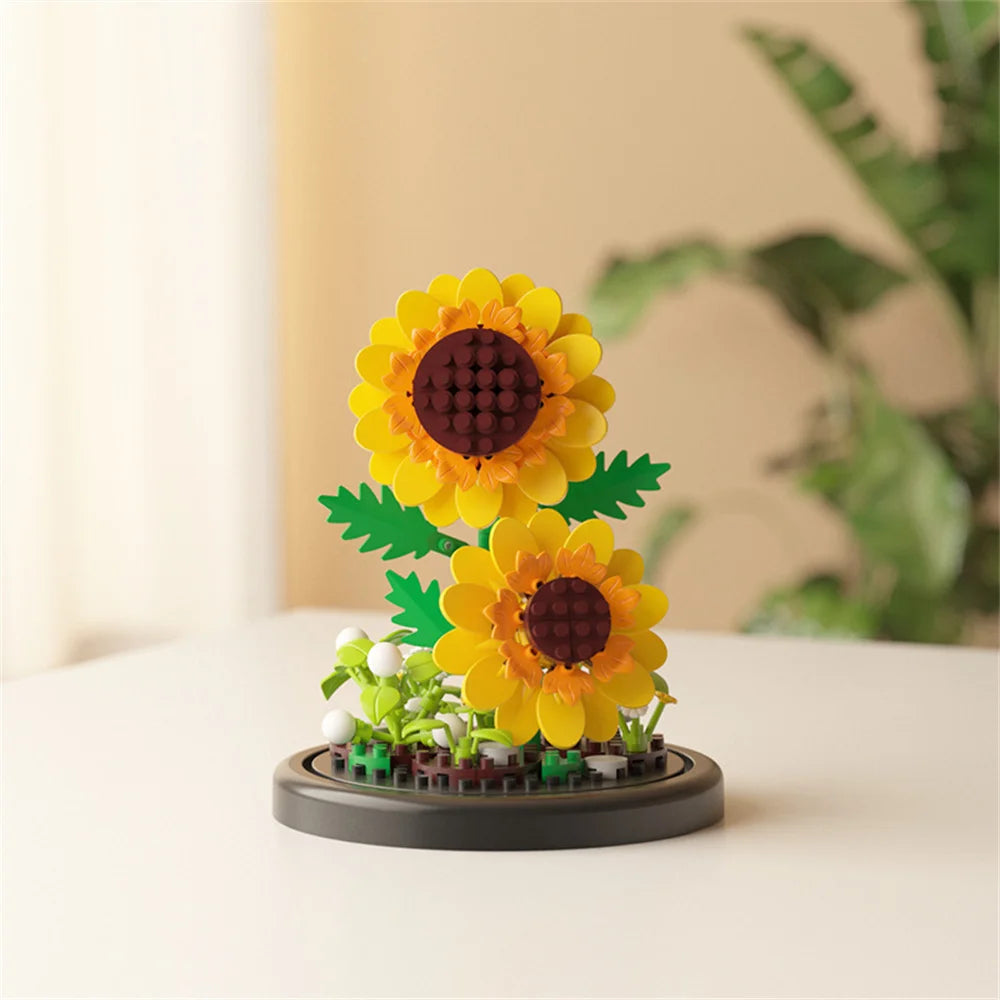 EZ Eternal Flower Bouquet Bonsai Potted Plant Micro Building Blocks Model Home Decoration Toy For Kid Birthday Gift
