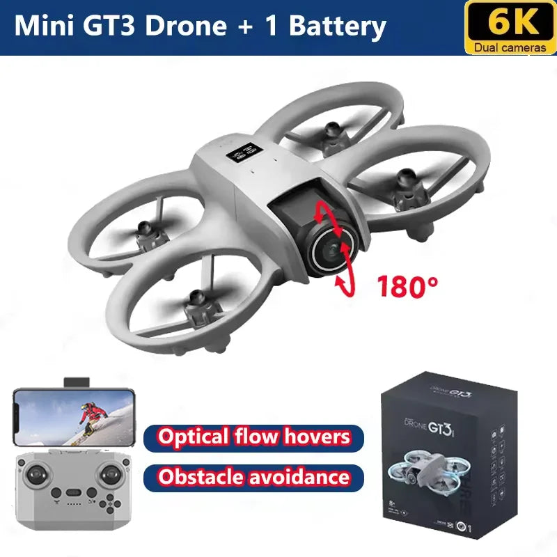 EZ NEW Drones GT3 GPS 8K Professional HD 180° Dual Cameras 5G WIFI Brushless Motors Obstacle Avoidance FPV Foldable Quadcopter Toys