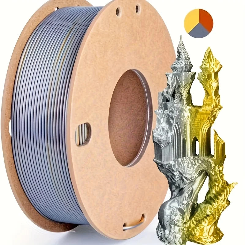 EZ Three color PLA silk filament 250g per roll net weight, suitable for FDM 3D printers, 1.75mm silk PLA 3D printing material.