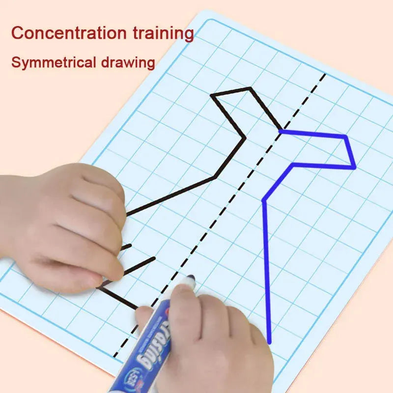 EZ 30 page children's grid symmetrical drawing toy focuses on fine motor skills writing and 4-color brush control training drawing
