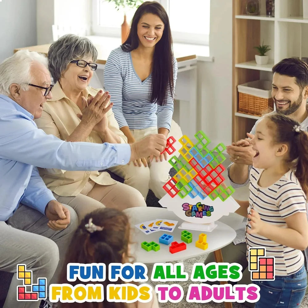 EZ Building Block Brick Toy Balance Stacked Tetra Tower Game Swing High Russian Building Blocks Stack Kid Desktop Toy