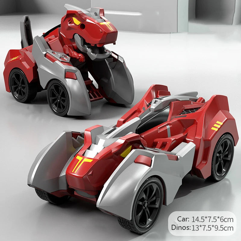 EZ 2 In 1 Transforming Dinosaur Car Deformation Toys Inertial Sliding Dino Automatic Transform Figures Robot Diecasts Toy Boys Gift