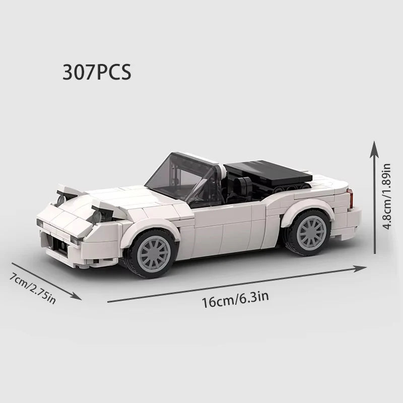 EZ Mini Cabrio MOC Open Car Vehicle City  Racer Runabout Building Blocks Brick Cabriolet Supercar Kids Toys Gift Boys