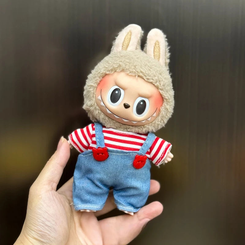 EZ Mini Plush Doll'S Clothes Outfit Accessories For Korea Kpop Exo 15-17cm Labubu Idol Overalls set Clothing Gift