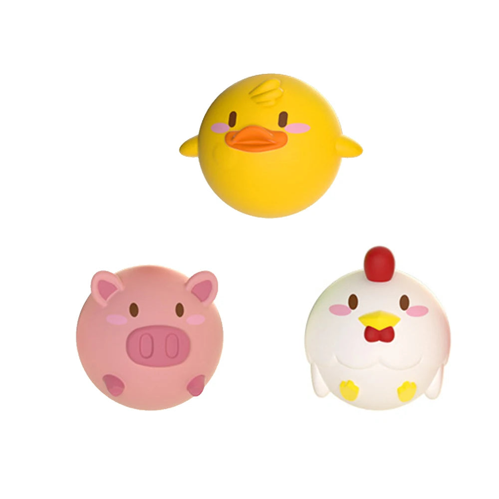 EZ Baby Cute Animals Bath Toy LED Light Up Toys Swimming Water Soft Rubber Float Induction Luminous Duck for Kids Play Funny Gifts