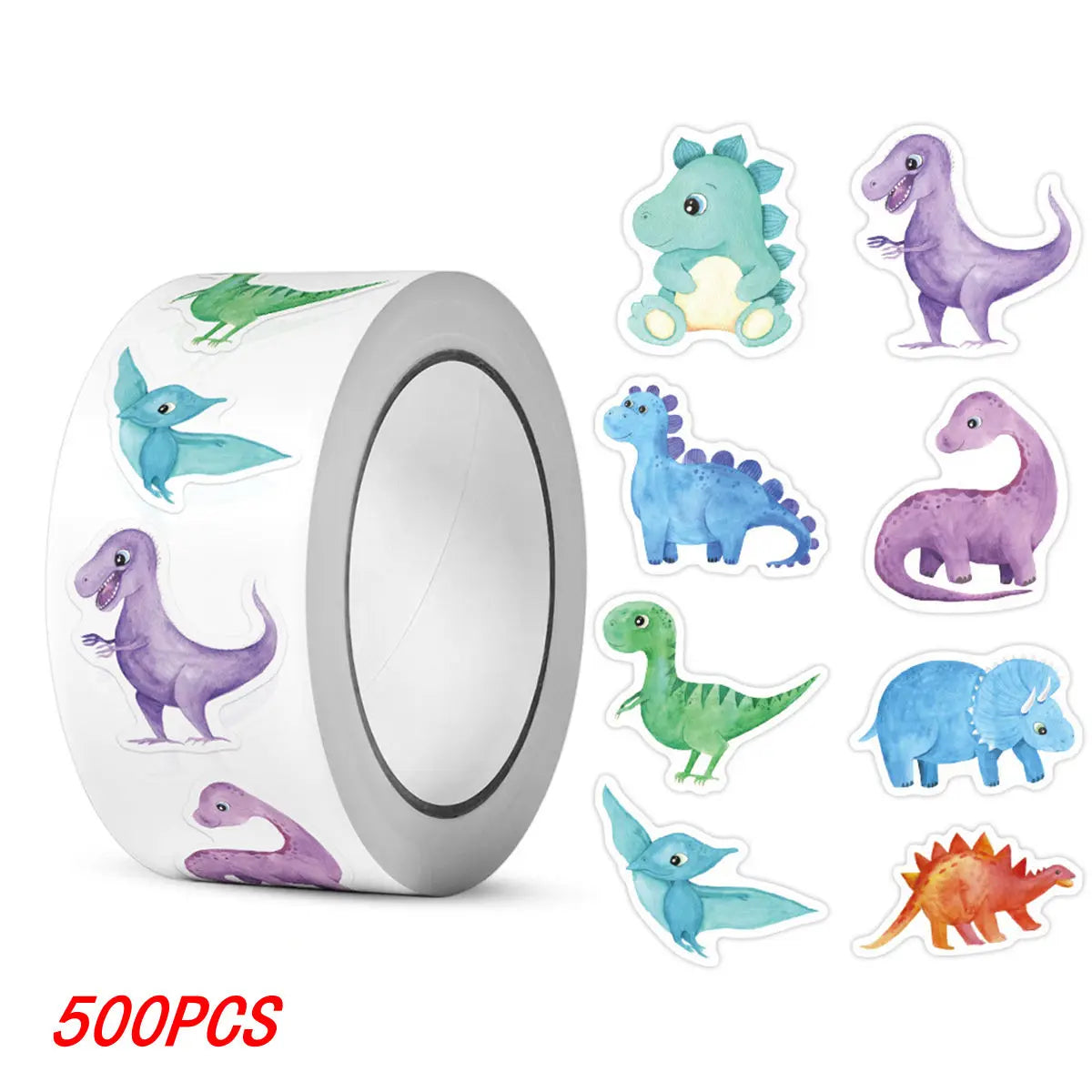 EZ 100-500pcs 1'' Round Dinosaur Stickers for Teacher Reward Stickers School Supplies Animal Incentive Roll Sticker for Home