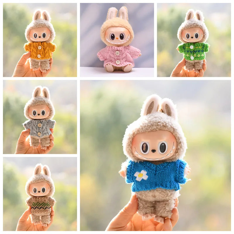 EZ 17cm Cute Mini Plush Doll'S Clothes Outfit Accessories For Korea Kpop Exo Labubu Idol Dolls Sweater Clothing DIY Kids Girl Gift