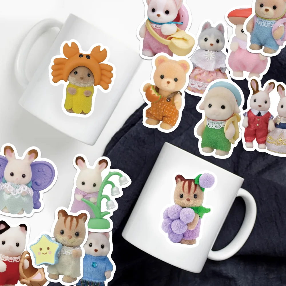 EZ 55pcs Calico Critters Stickers Laptop Scrapbook Decoration Graffiti Decals Skateboard Laptop Waterproof Sticker