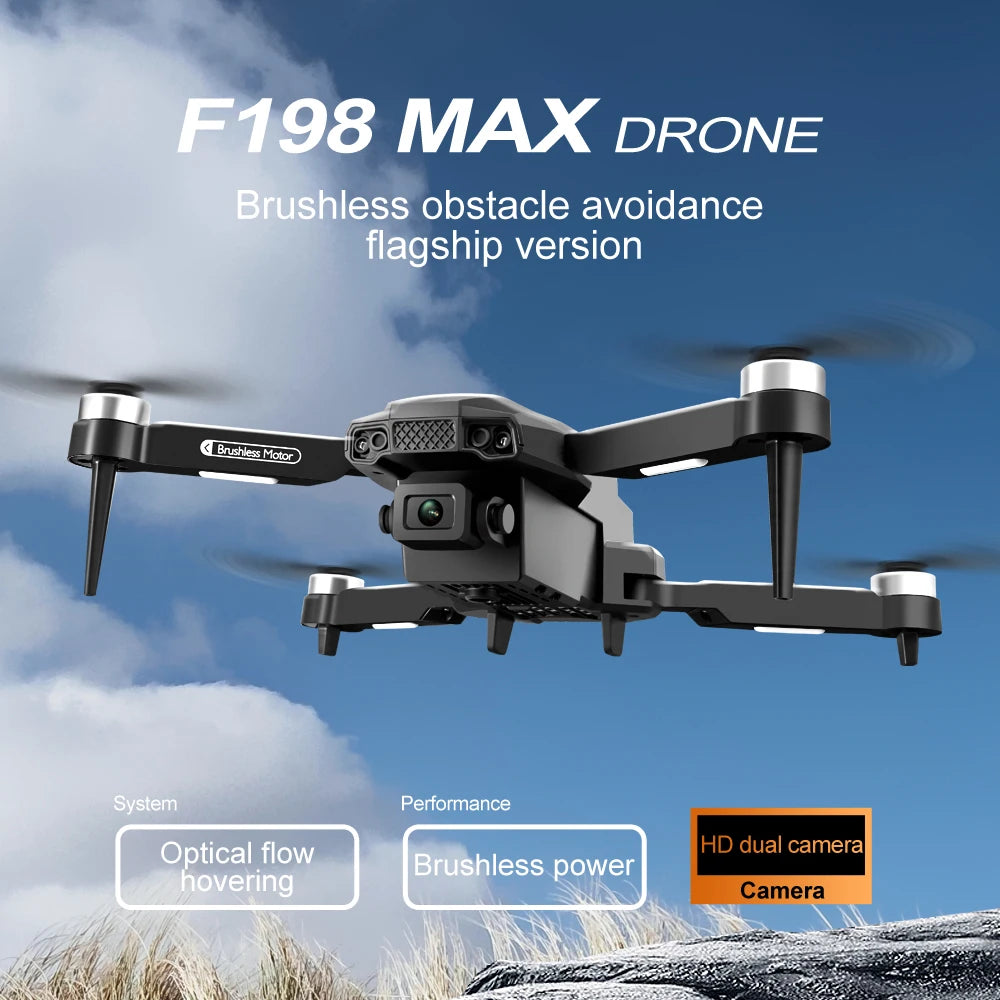 EZ New F198 Drone Professional Dual Camera With 1080P WIFI FPV HD Aerial Photography Wide Angle Brushless RC Foldable Quadcopter