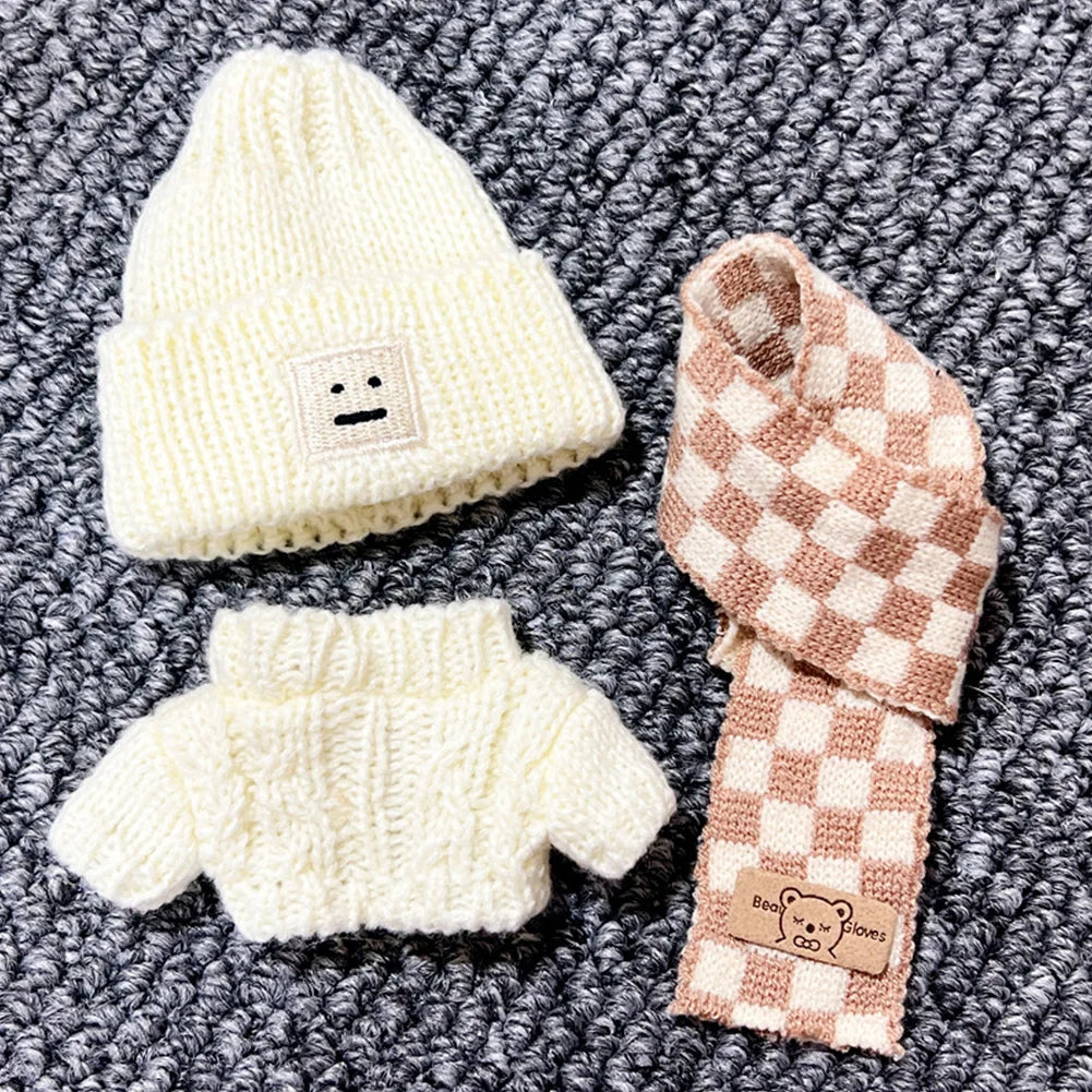 EZ For 17cm Labubu V1 V2 Outfit Doll Clothes Fashion Clothes Hoodies Color Match Hoodies Casual Plaid Overalls Dolls Accessories