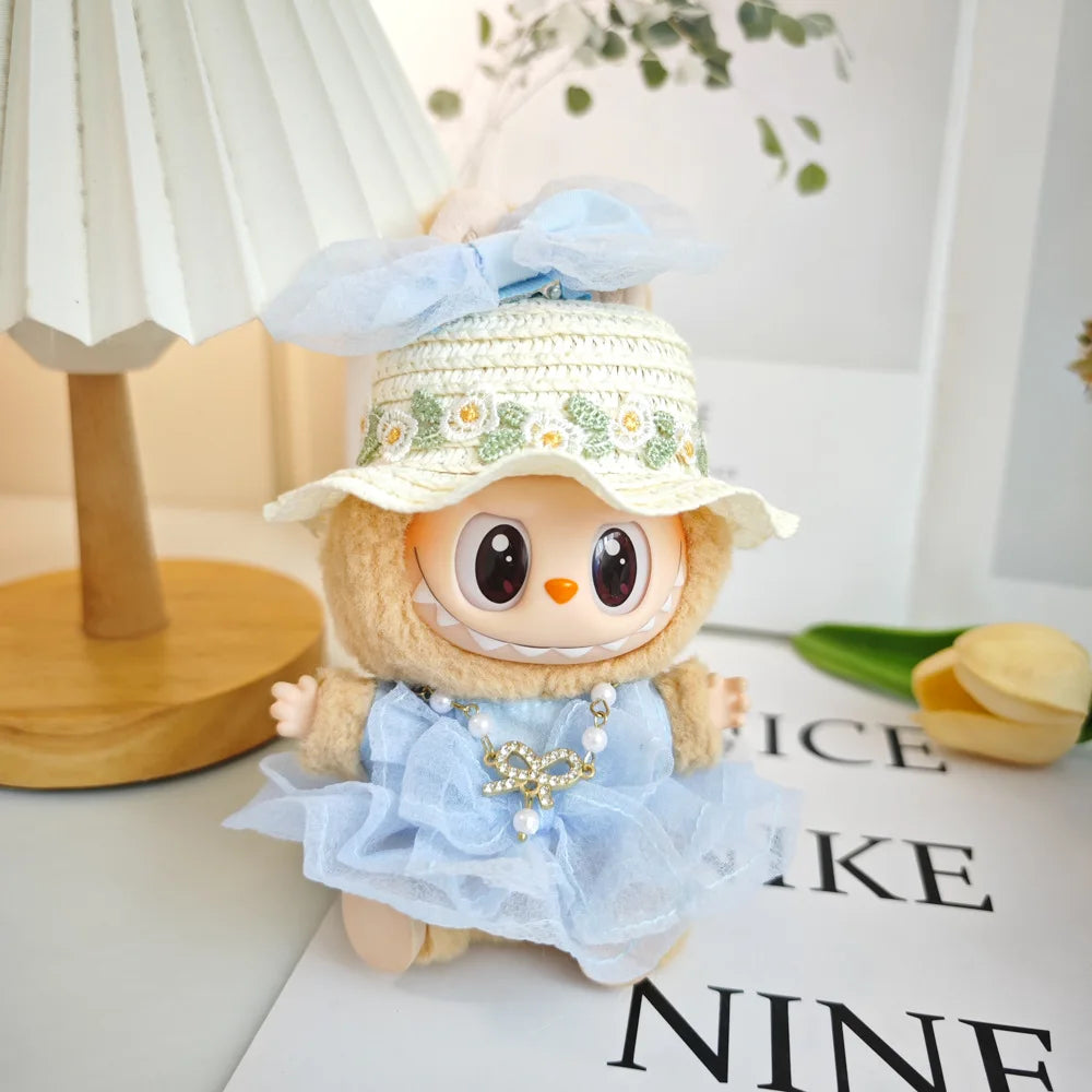 EZ For 17cm Labubu V2 V1 Purple Dress Doll Clothes Outfit Accessories Idol Doll Clothing for Kid Gift Labubu Ropa