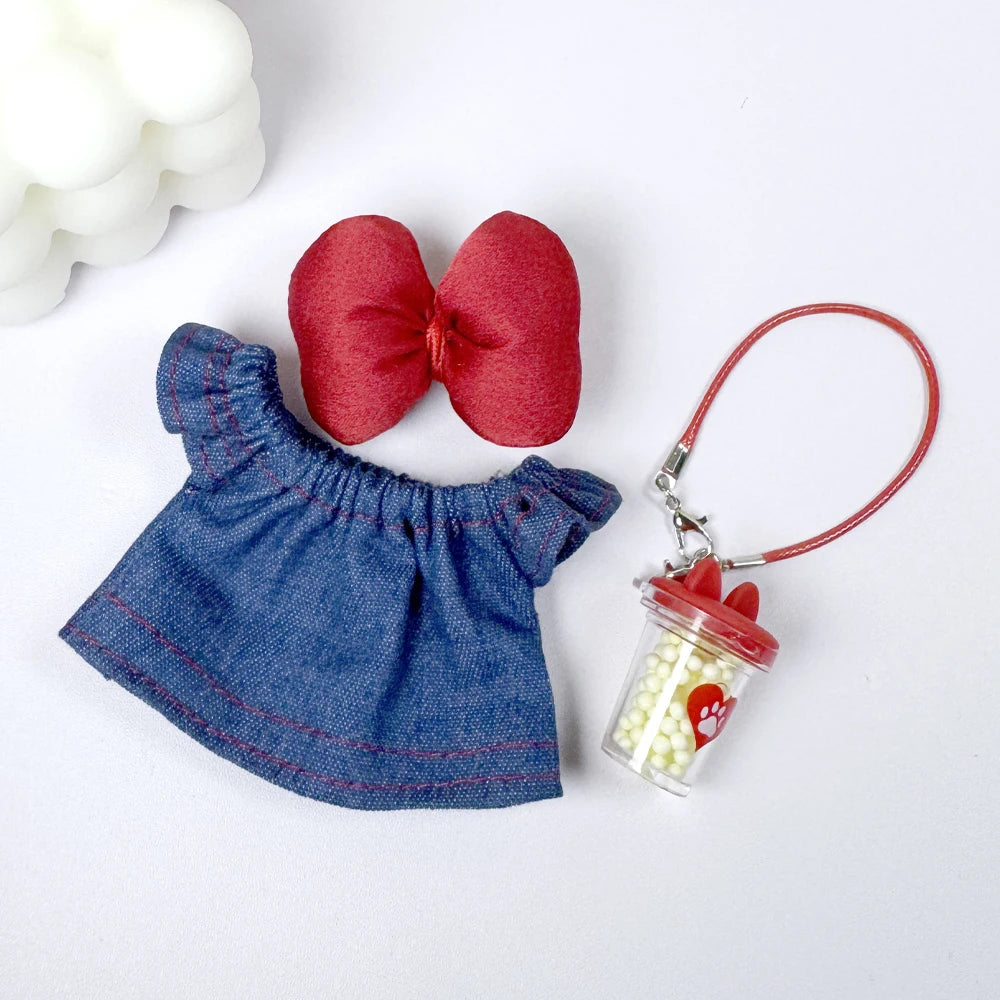 EZ 17cm labubu clothes outfit Plush doll clothes Macaron Cute Clothing DIY Kid Gift Clothes Hair accessories v1 v2 clothes