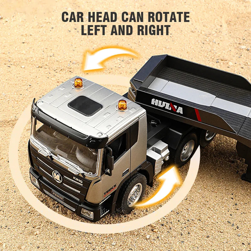 EZ 1:24 Huina RC Flat Truck Model 9Channels Alloy Engineer Vehicle 2.4G Remote Control Car Radio Controlled Trailer Christmas Gifts