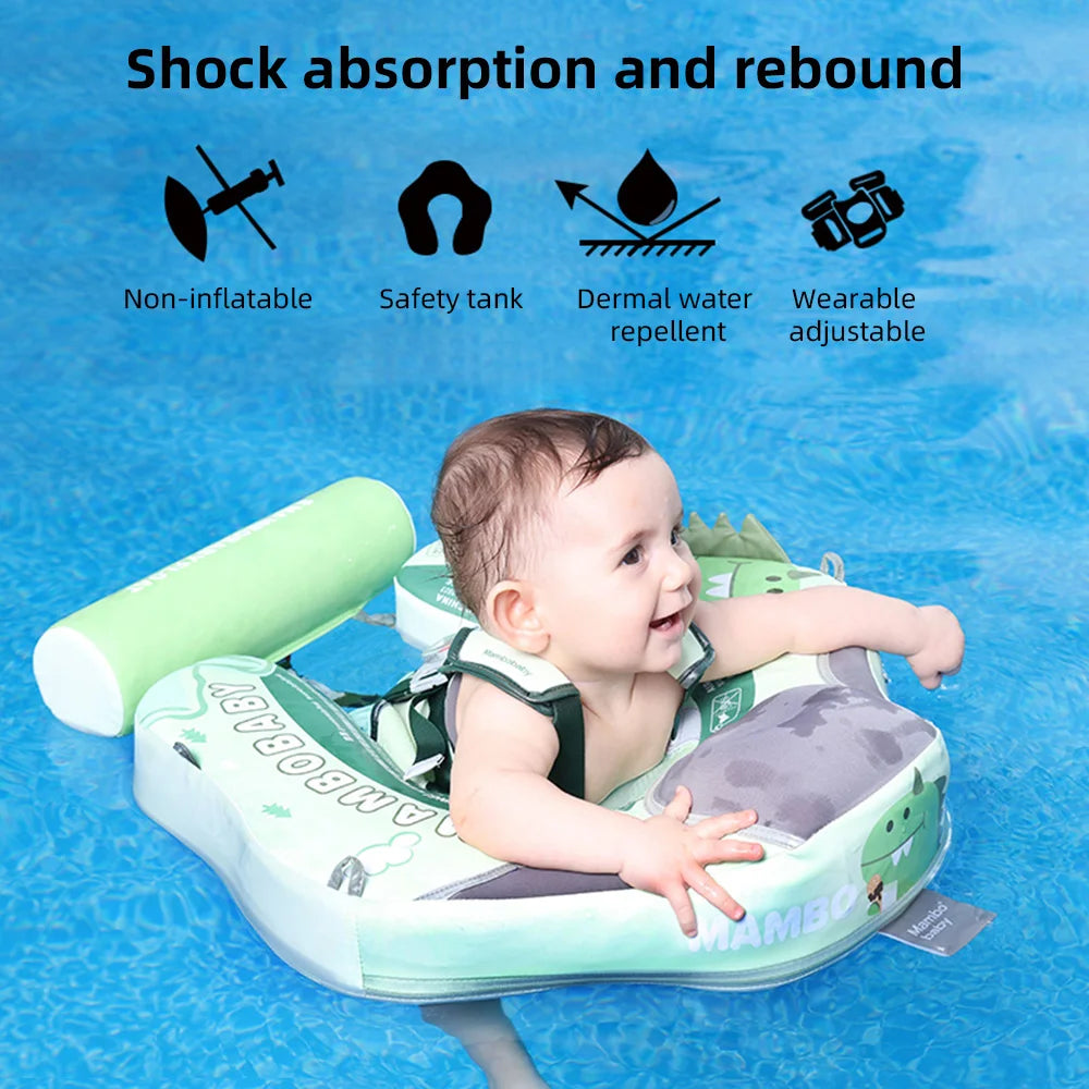 EZ Mambobaby Baby Swim Float Non-inflatable Baby Swimming Float Ring Waterproof Swim Trainer Pool Float with Sun Canopy for 3-24