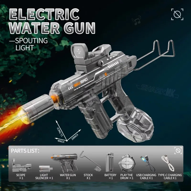 EZ UZI Electric Water Gun Toys for Kids Summer Outdoor Beach Pool Shooting Games Toy Children Automatic Continuous Water Squirt Gun