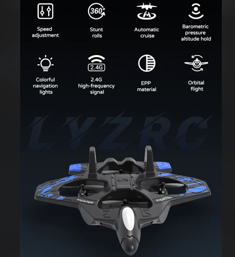 EZ Foam RC Plane Fighter 2.4G Remote Control Stunt Glider 360 ° Rolling Flight Flying EPP Foam Aircraft with LED Toys for Kids