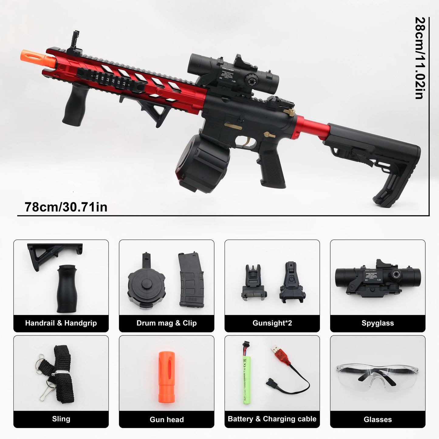 EZ M416 Electric Gel Ball Blaster Toy Gun， Manual/Automatic Mode  , Rechargeable - Suitable for Summer Outdoor Shooting Games