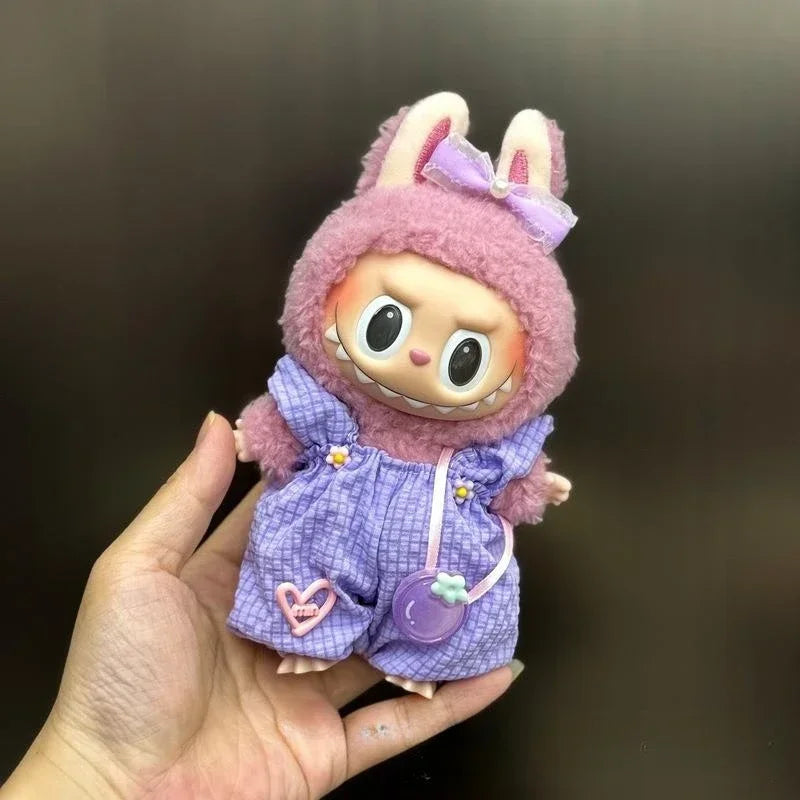 EZ Mini Plush Doll'S Clothes Outfit Accessories For Korea Kpop Exo 15-17cm Labubu Idol Overalls set Clothing Gift