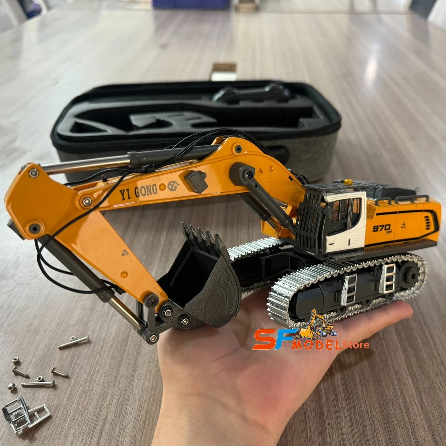 EZ Mini RC Excavator Loader 1/50 970 520 Excavator 636 Loader Electric Simulation Model Metal Track Light Sound System RC Toy Gift