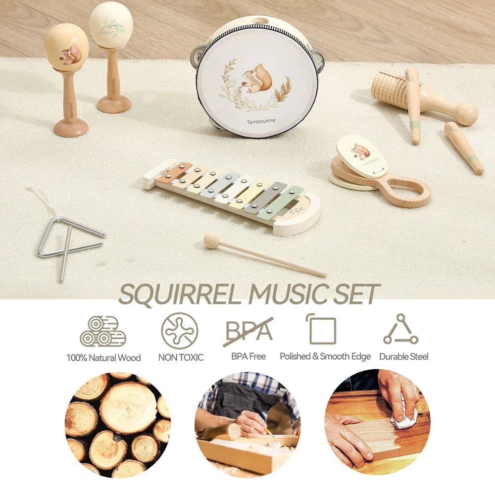 EZ Musical Instruments Montessori Music Baby 0 12 Months Toys Drum Xylophone Kids Early Educational Wooden Instruments Baby Toys