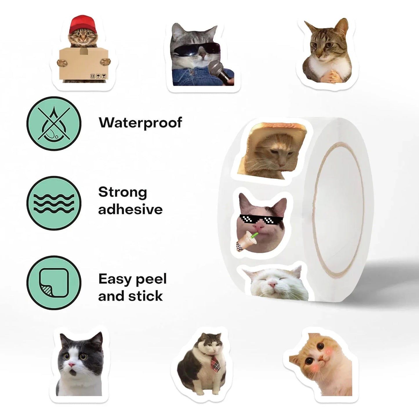 EZ 500PCs/Roll Cartoon Cat Stickers School Reward Stickers Classroom Decoration Encouragement Sticker for Student Teacher Gift