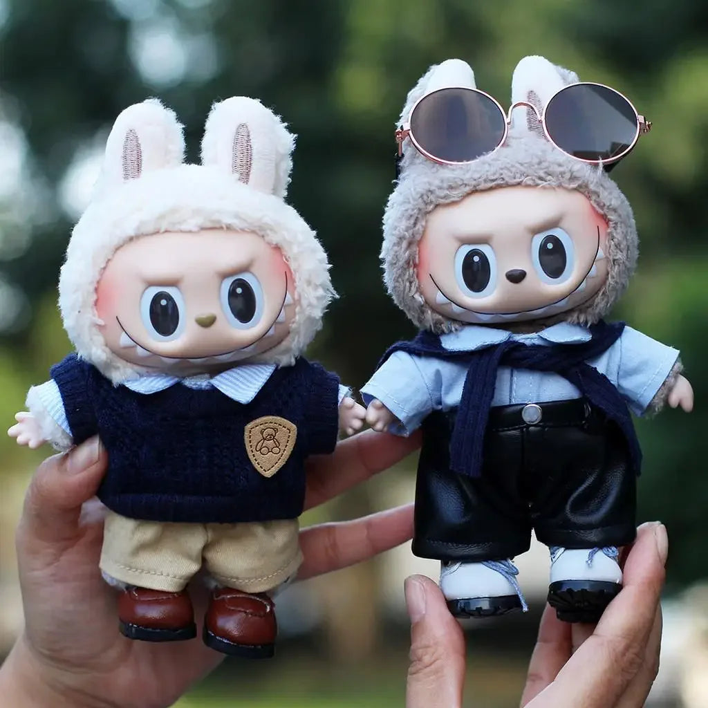 EZ 17cm Mini Plush Doll'S Clothes Outfit Accessories For Korea Kpop Exo Labubu Idol Travel suit sweater Clothing Gift