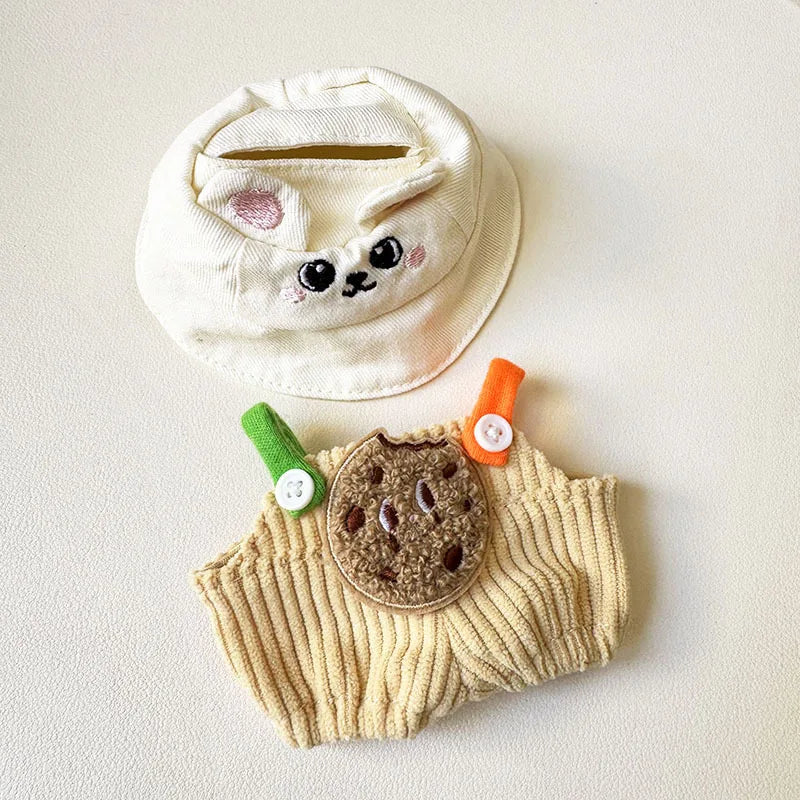 EZ Mini Plush Doll'S Clothes Outfit Accessories For Korea Kpop Exo Labubu Idol V1 V2 bubble overalls hat Clothing Gift