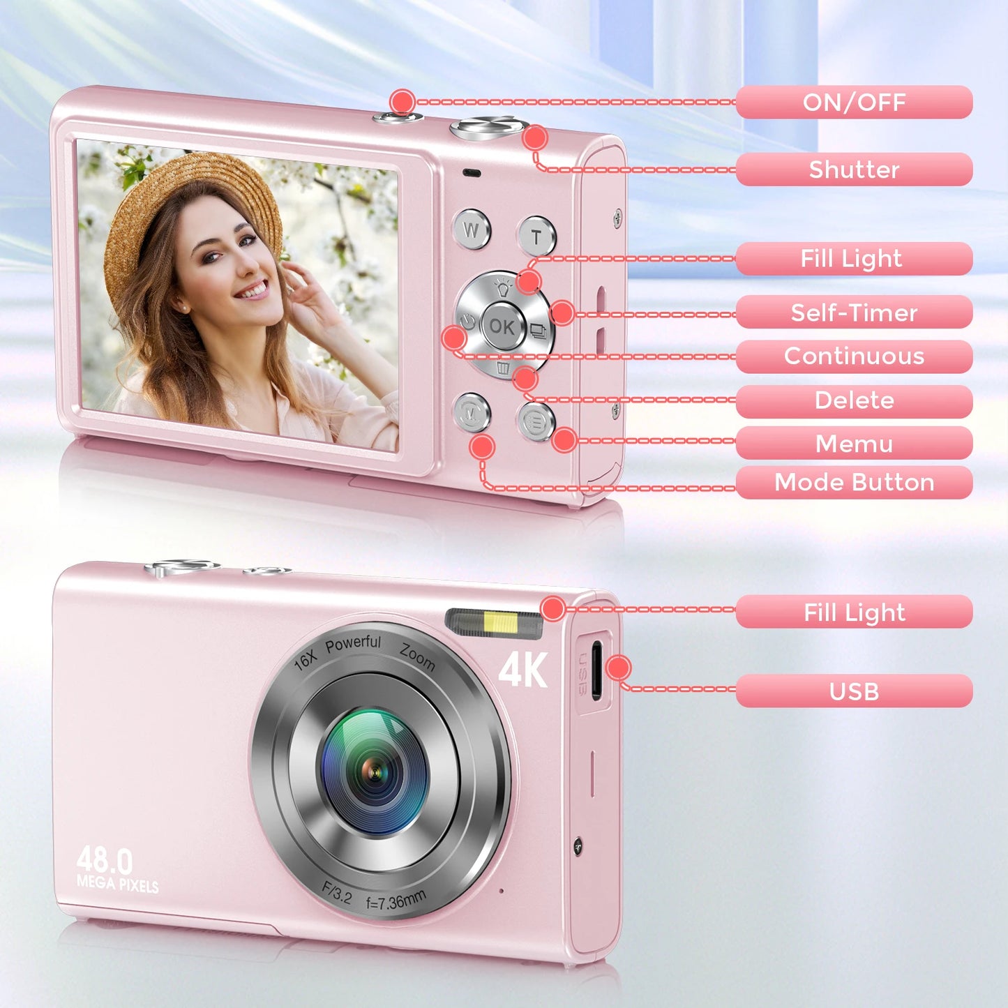 EZ 4K Digital Camera Autofocus Vlogging Camera HD 48MP with 2.8" Large Screen Camcorder Camera for Photography for Kid Adult