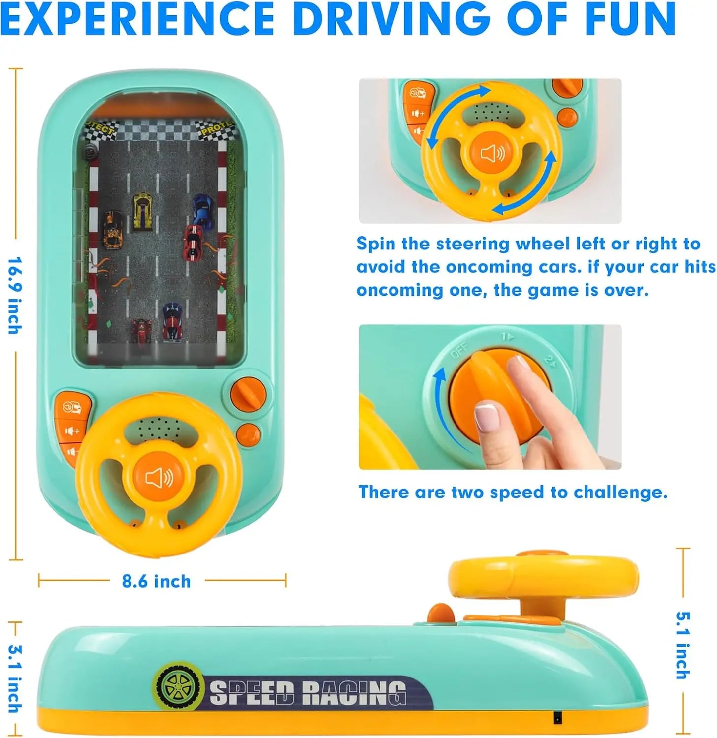 EZ Musical Steering Wheel Toys for Boys 4-6 Toddler Simulated Driving Racing Car Game with Sound  Interactive Educational Learning