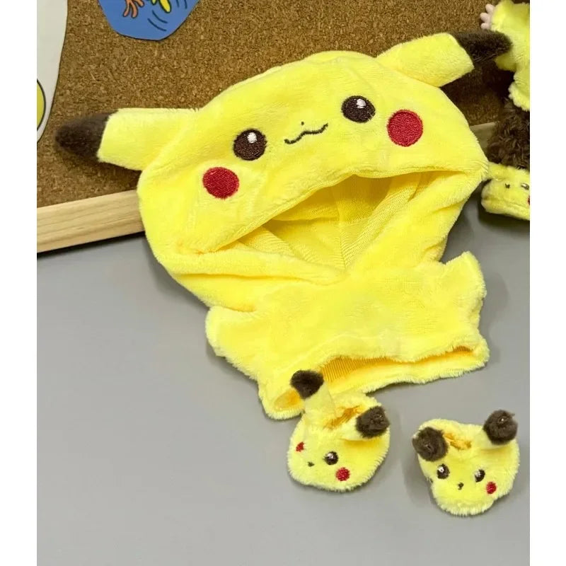 EZ Mini Plush Doll Clothing Set Cute Pikachu Suit Cartoon Labubu Vinyl Doll Kpop Idol Doll Clothing Accessories