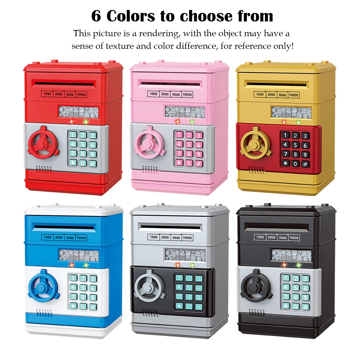 EZ ATM Password Piggy Bank, Electronic Kids Money Bank Coin Can Auto Scroll Paper Money Saving Box Gifts for 3+ Boys and Girls