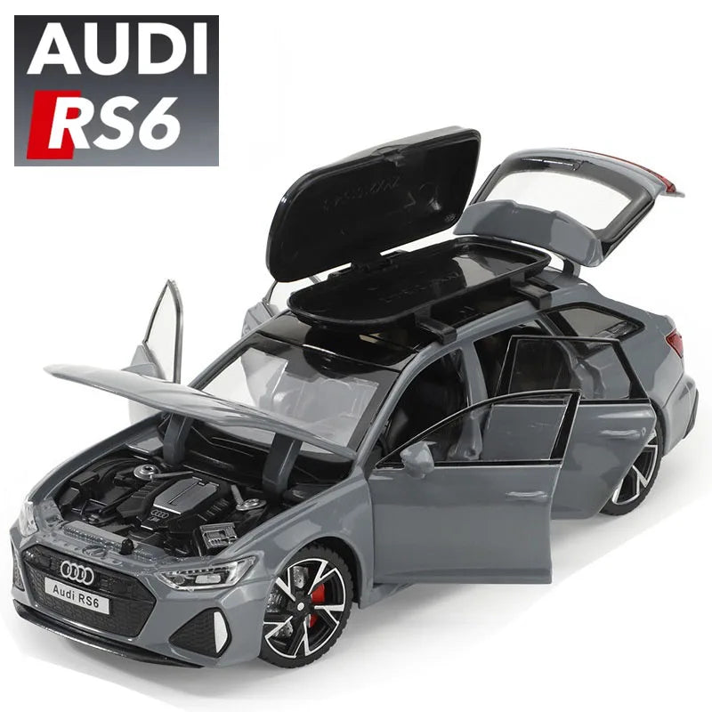 EZ 1/32 Audi RS6 Toy Car Model with Sound Light Doors Opened Alloy Diecast Model Vehicle Collection Toy for Boy Adult Festival Gift
