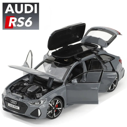 EZ 1/32 Audi RS6 Toy Car Model with Sound Light Doors Opened Alloy Diecast Model Vehicle Collection Toy for Boy Adult Festival Gift