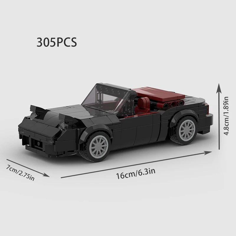 EZ Mini Cabrio MOC Open Car Vehicle City  Racer Runabout Building Blocks Brick Cabriolet Supercar Kids Toys Gift Boys